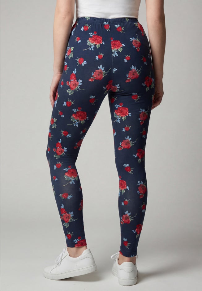 Stretch-Cotton Knit Pull-On Printed Leggings image number 1