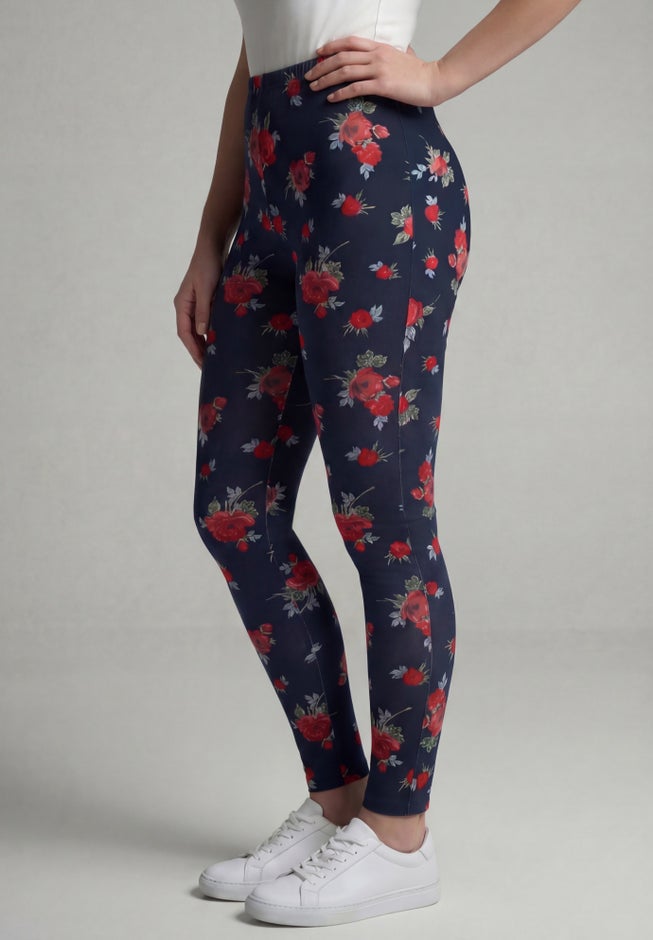 Stretch-Cotton Knit Pull-On Printed Leggings image number 2