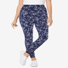 Stretch-Cotton Knit Pull-On Printed Leggings image number null