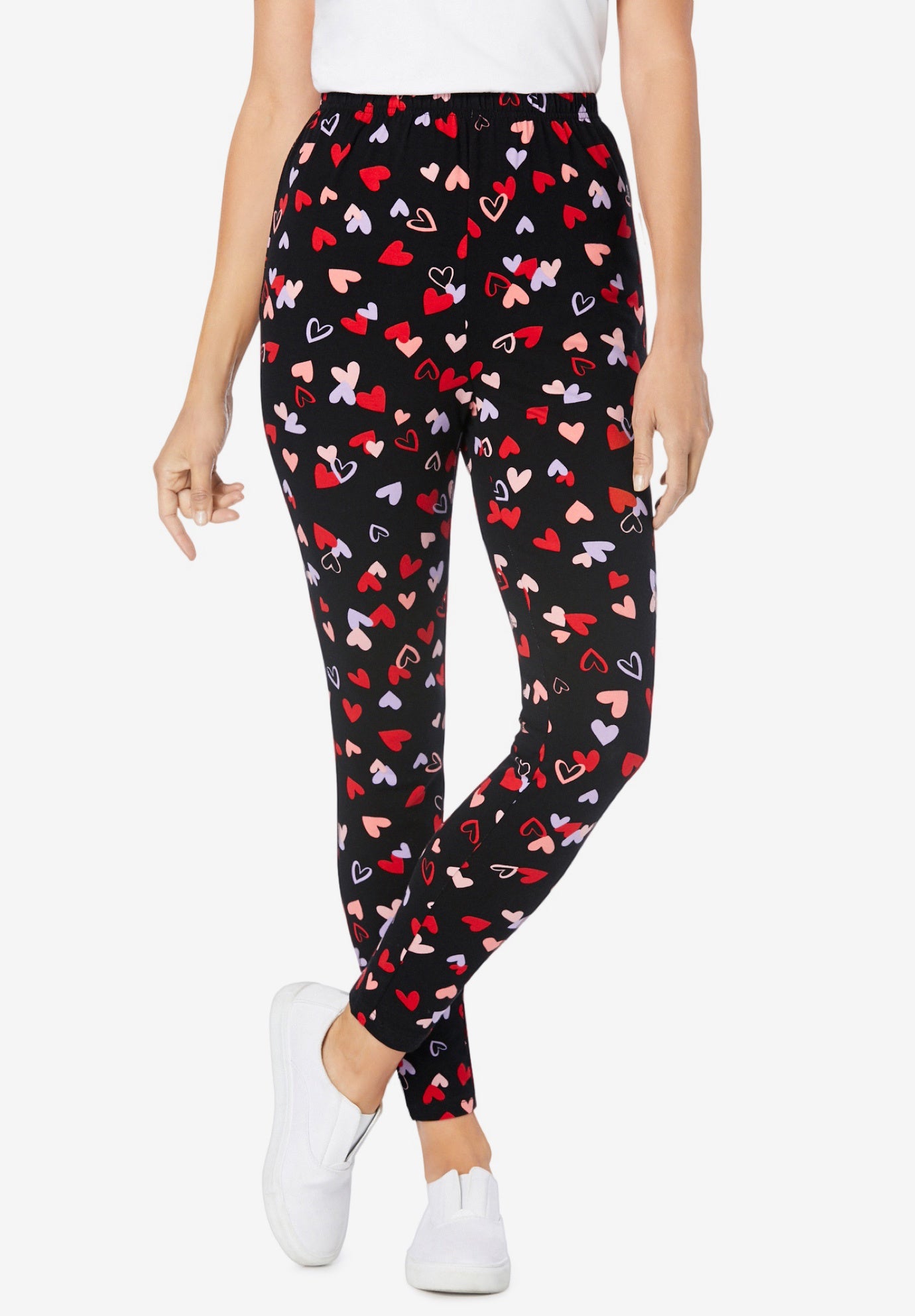 Stretch-Cotton Knit Pull-On Printed Leggings image number 0