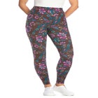 Stretch-Cotton Knit Pull-On Printed Leggings image number null