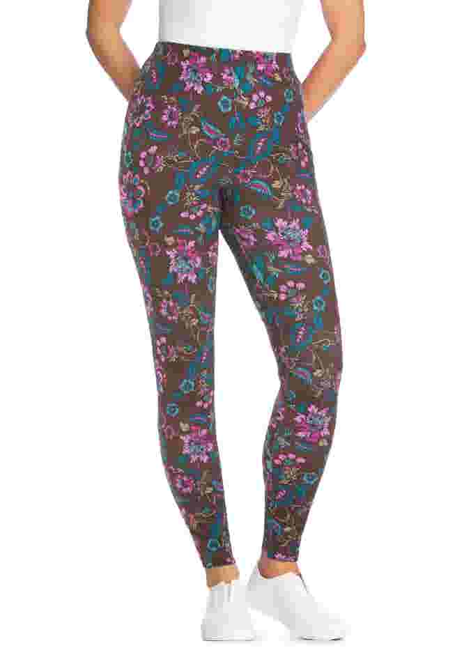 Womens Plus-Size Stretch-Cotton Knit Pull-On Printed Leggings image number 0