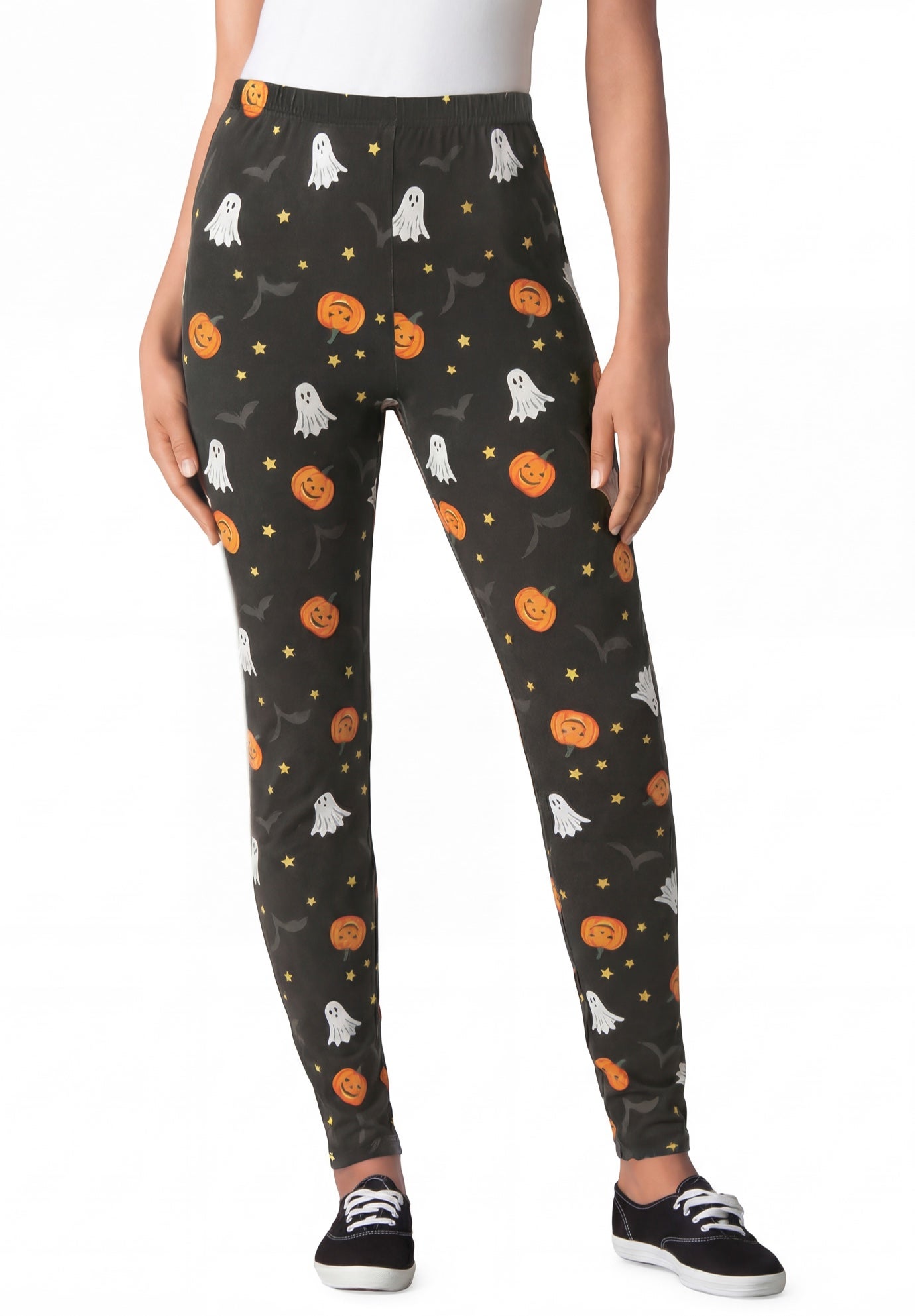 Stretch-Cotton Knit Pull-On Printed Leggings image number 0