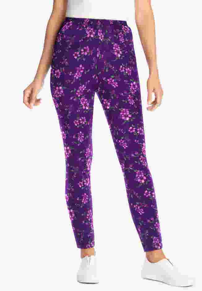 Stretch-Cotton Knit Pull-On Printed Leggings image number 0