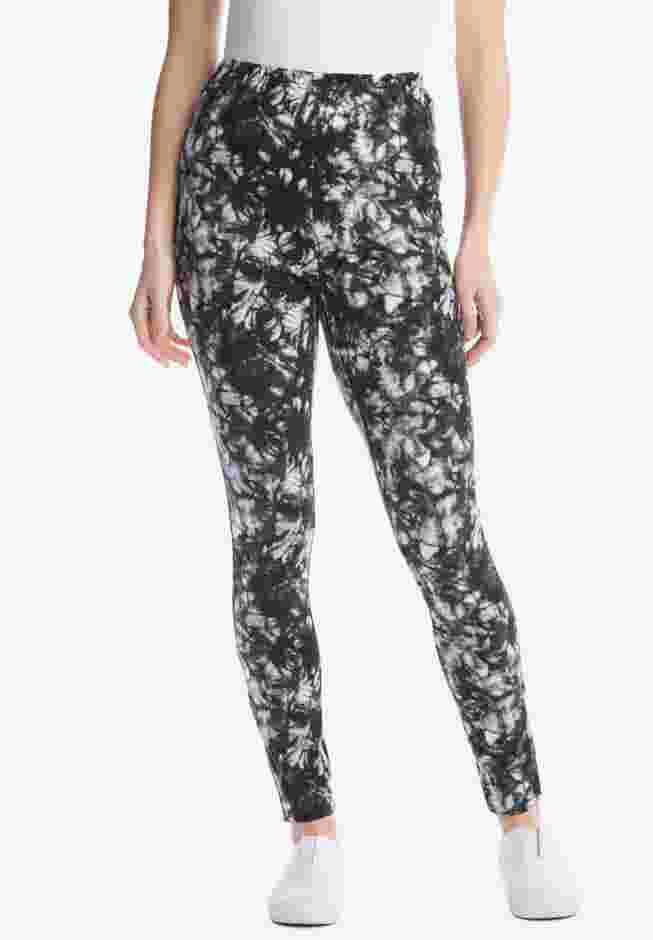 Stretch-Cotton Knit Pull-On Printed Leggings image number 0