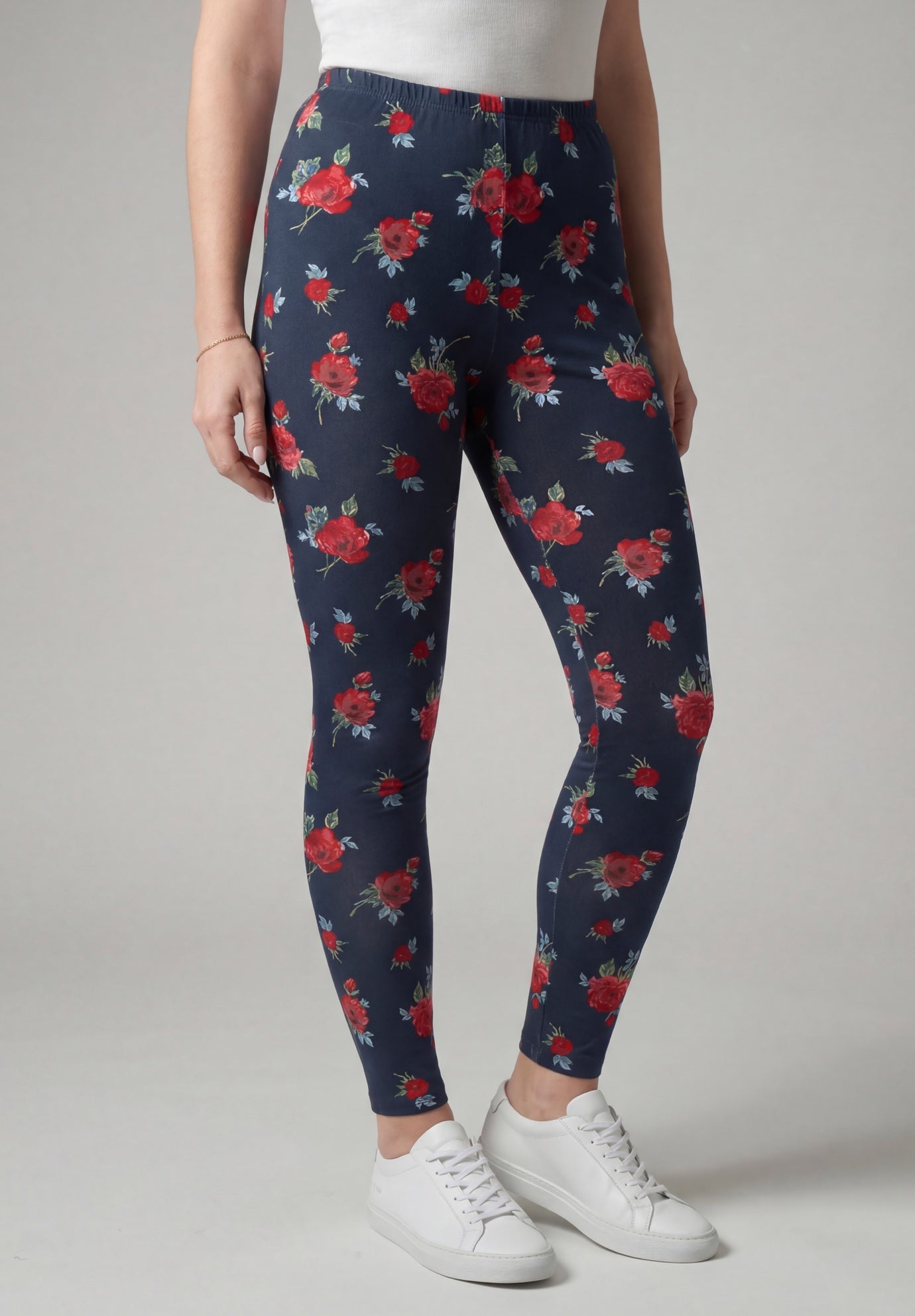 Stretch-Cotton Knit Pull-On Printed Leggings image number 0