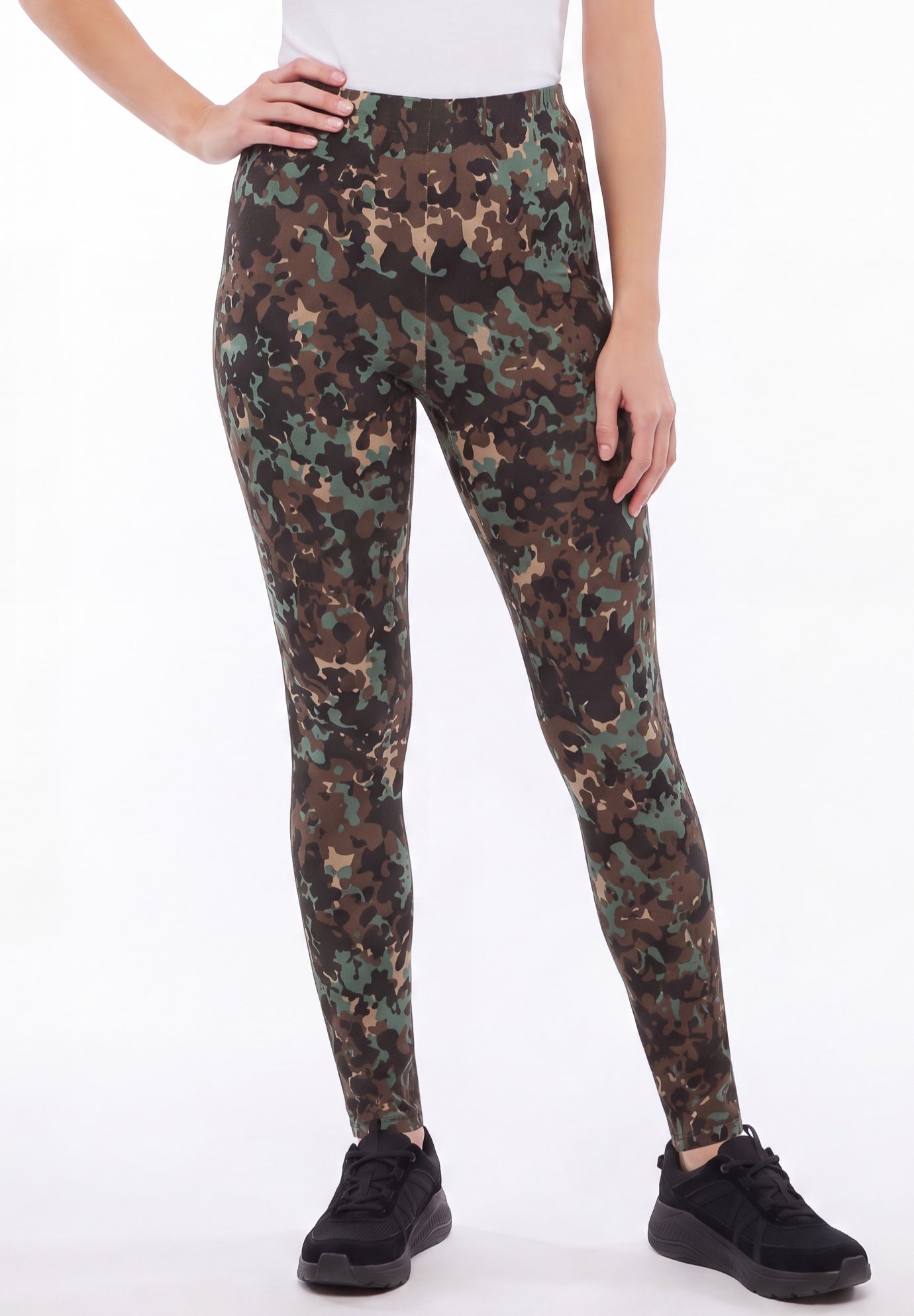 Stretch-Cotton Knit Pull-On Printed Leggings image number 0