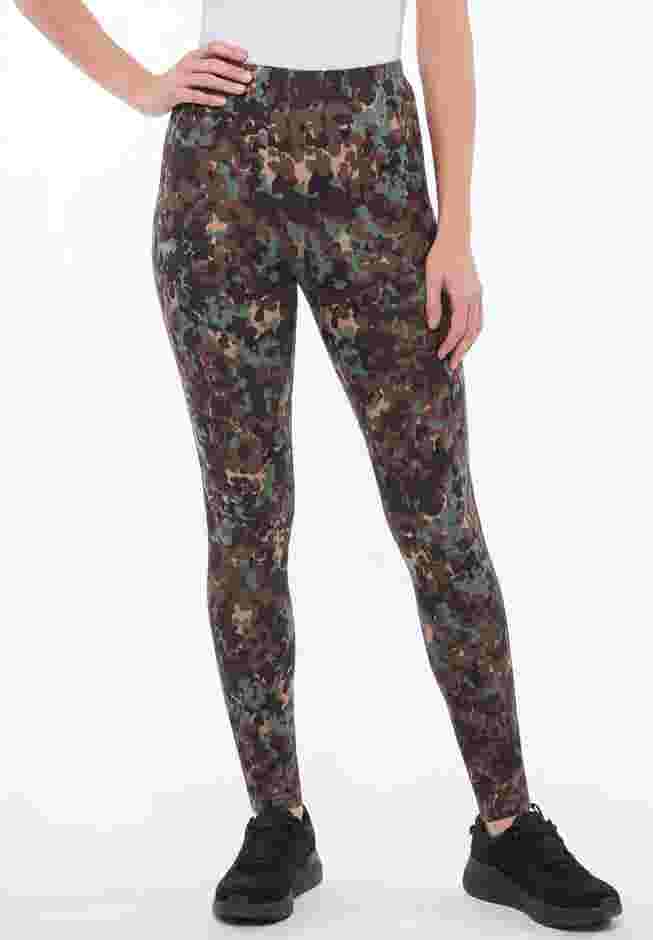 Stretch Cotton Printed Legging - Knit Athleisure, Black Multi Ornaments ...