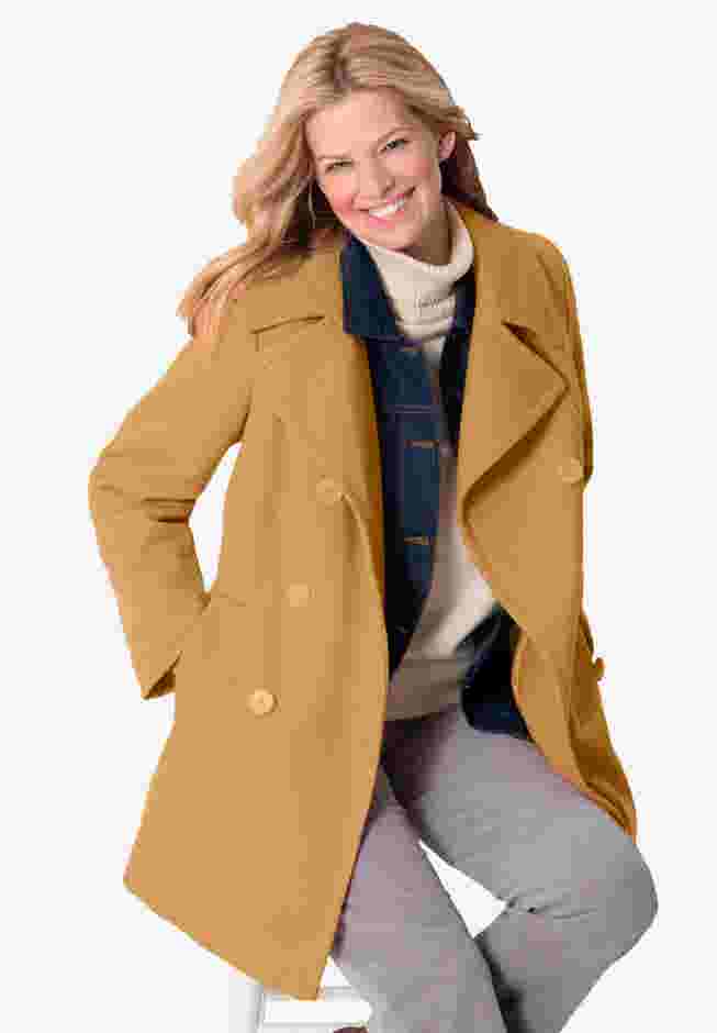 Wool-Blend Double-Breasted Peacoat image number 3