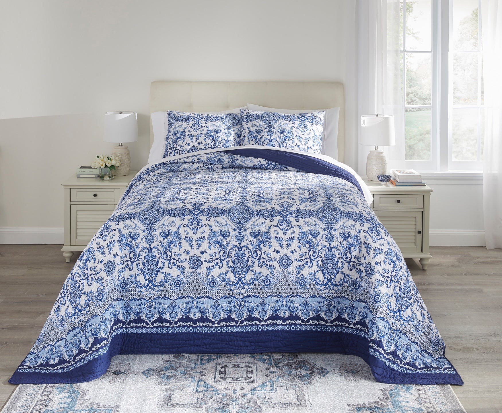 Blue Porcelain 3-Pc. Bedspread Set image number 0