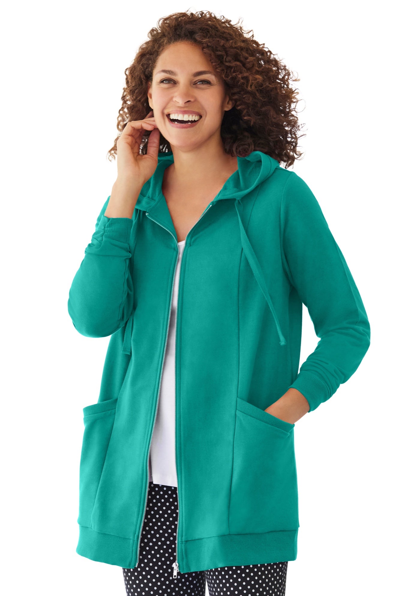 Zip Front Tunic Hoodie Jacket image number 0