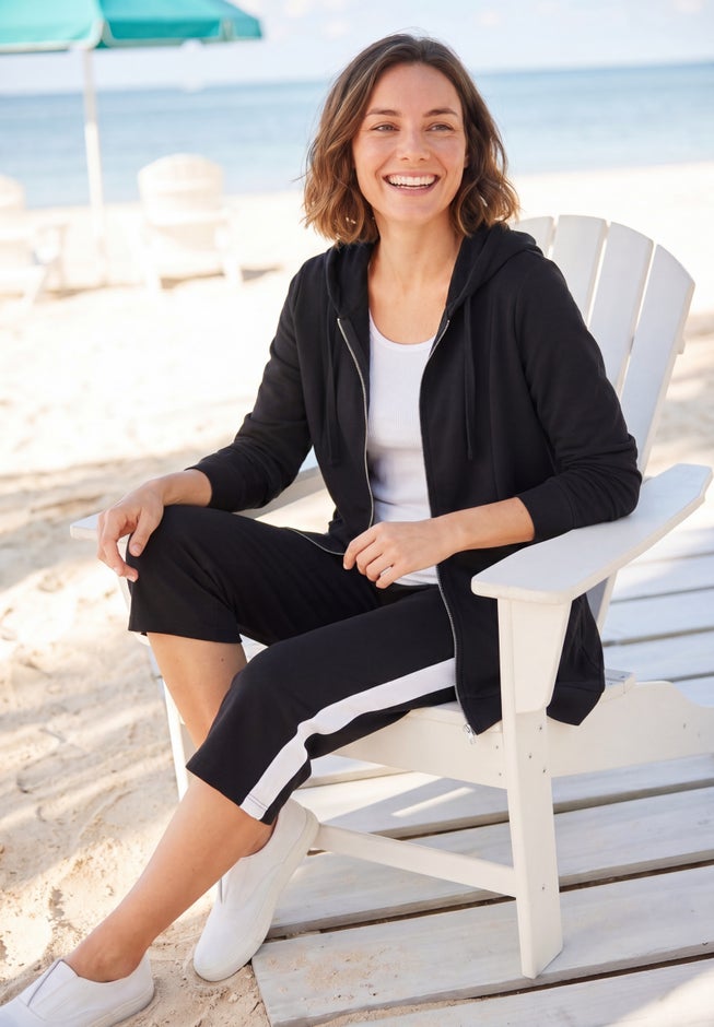 Zip Front Tunic Hoodie Jacket image number 1