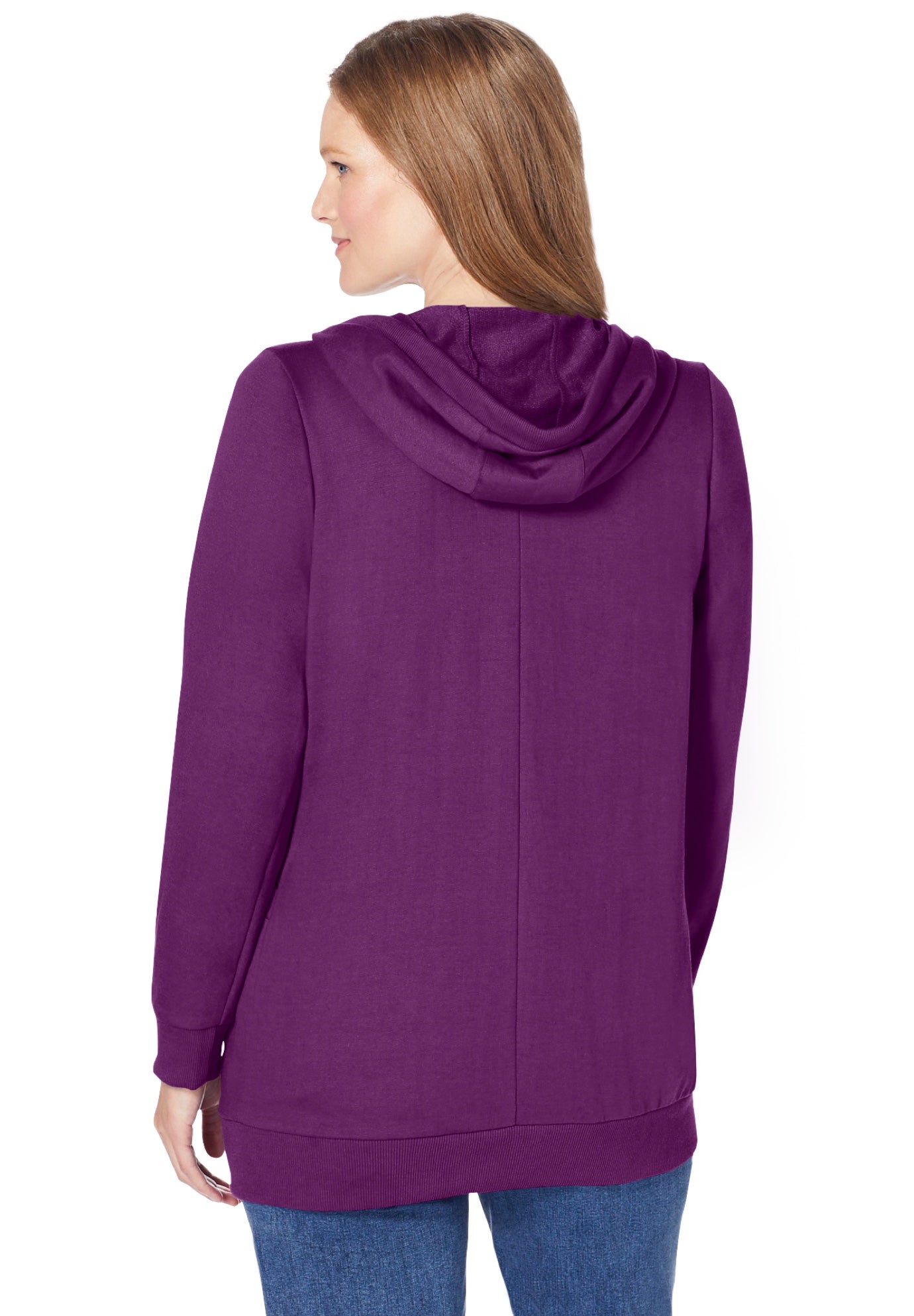 Zip Front Tunic Hoodie Jacket image number 1