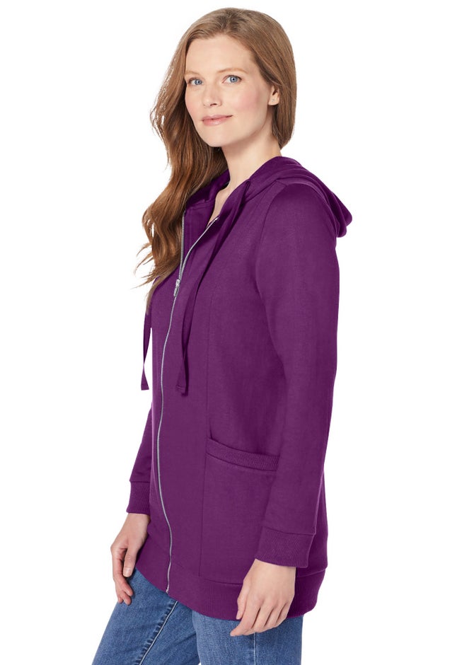 Zip Front Tunic Hoodie Jacket image number 2