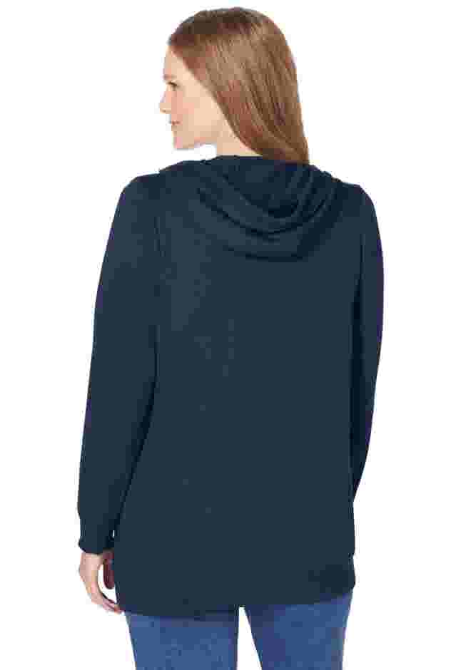 Zip Front Tunic Hoodie Jacket image number 1