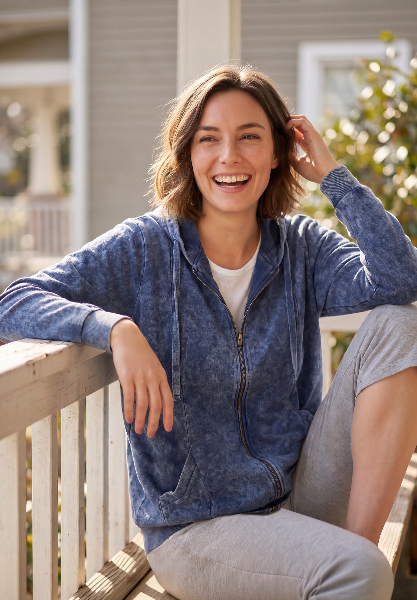 Zip Front Tunic Hoodie Jacket image number 6