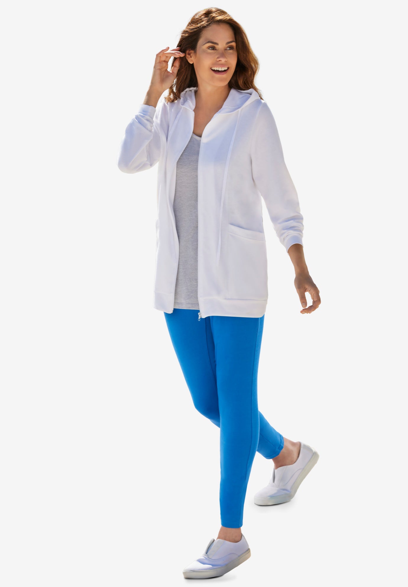 Zip Front Tunic Hoodie Jacket image number 0