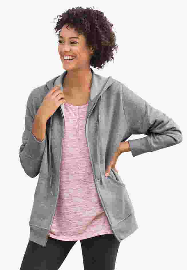Zip Front Tunic Hoodie Jacket image number 0