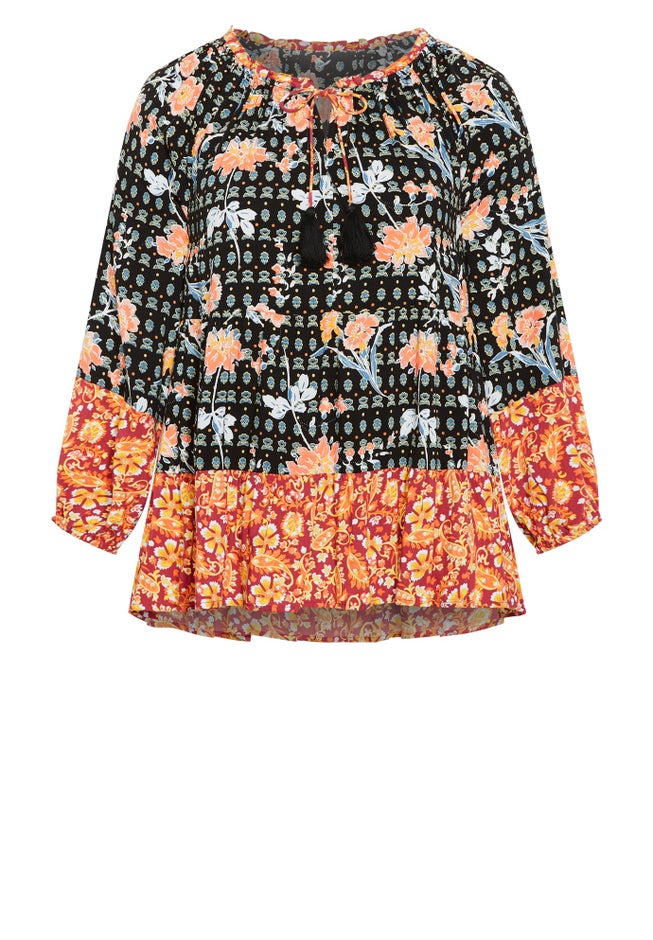 Imari Empire Waist Spliced Top image number 3