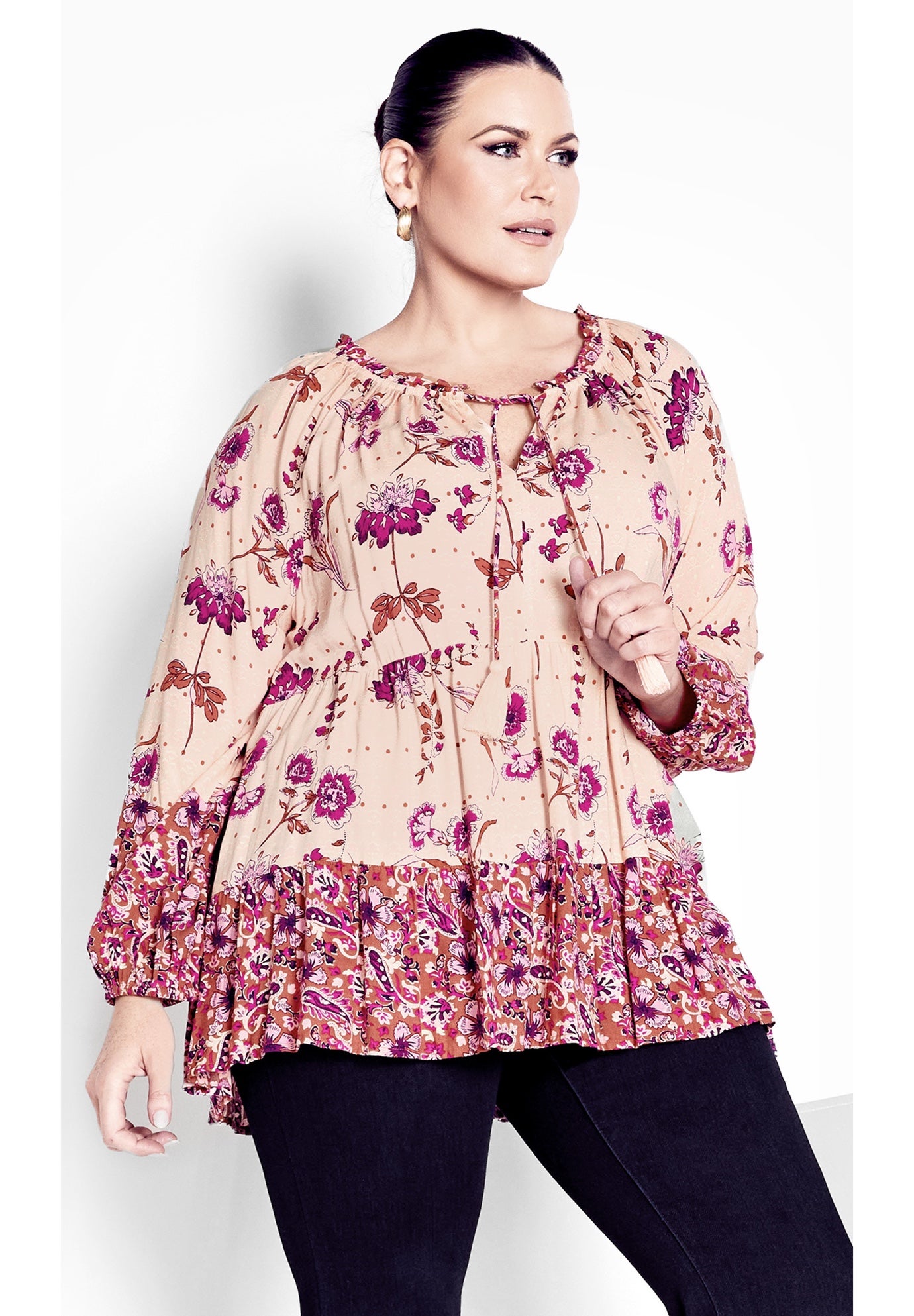 Imari Empire Waist Spliced Top image number 0