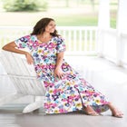 Button-Front Elbow-Sleeve Knit Dress image number null