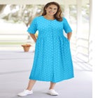 Button-Front Elbow-Sleeve Knit Dress image number null