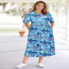 Button-Front Elbow-Sleeve Knit Dress image number null