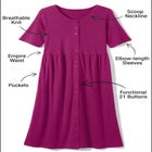 Button-Front Elbow-Sleeve Knit Dress image number 1