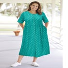 Button-Front Elbow-Sleeve Knit Dress image number null