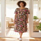 Button-Front Elbow-Sleeve Knit Dress image number null