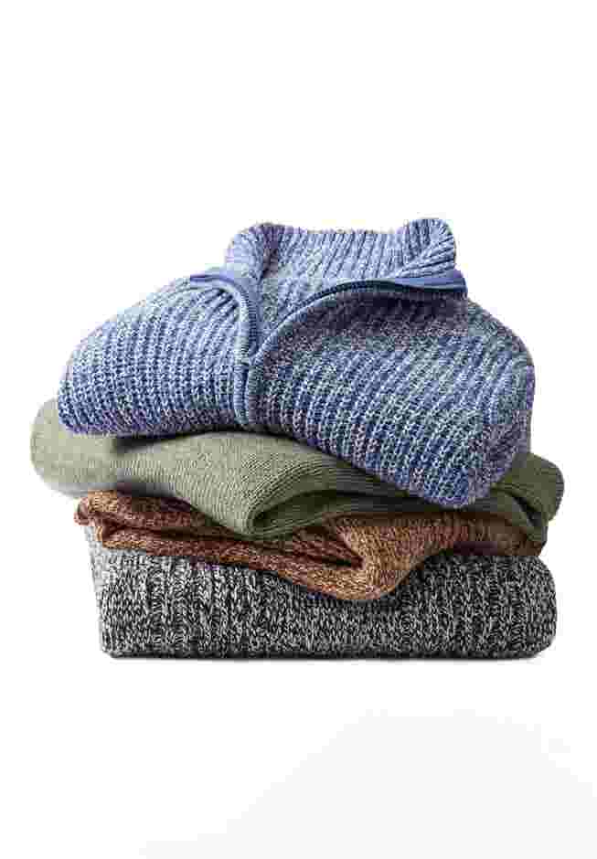 Marled Zip-Front Cable Knit Cardigan image number 3