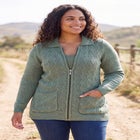 Marled Zip-Front Cable Knit Cardigan Sweater image number 0