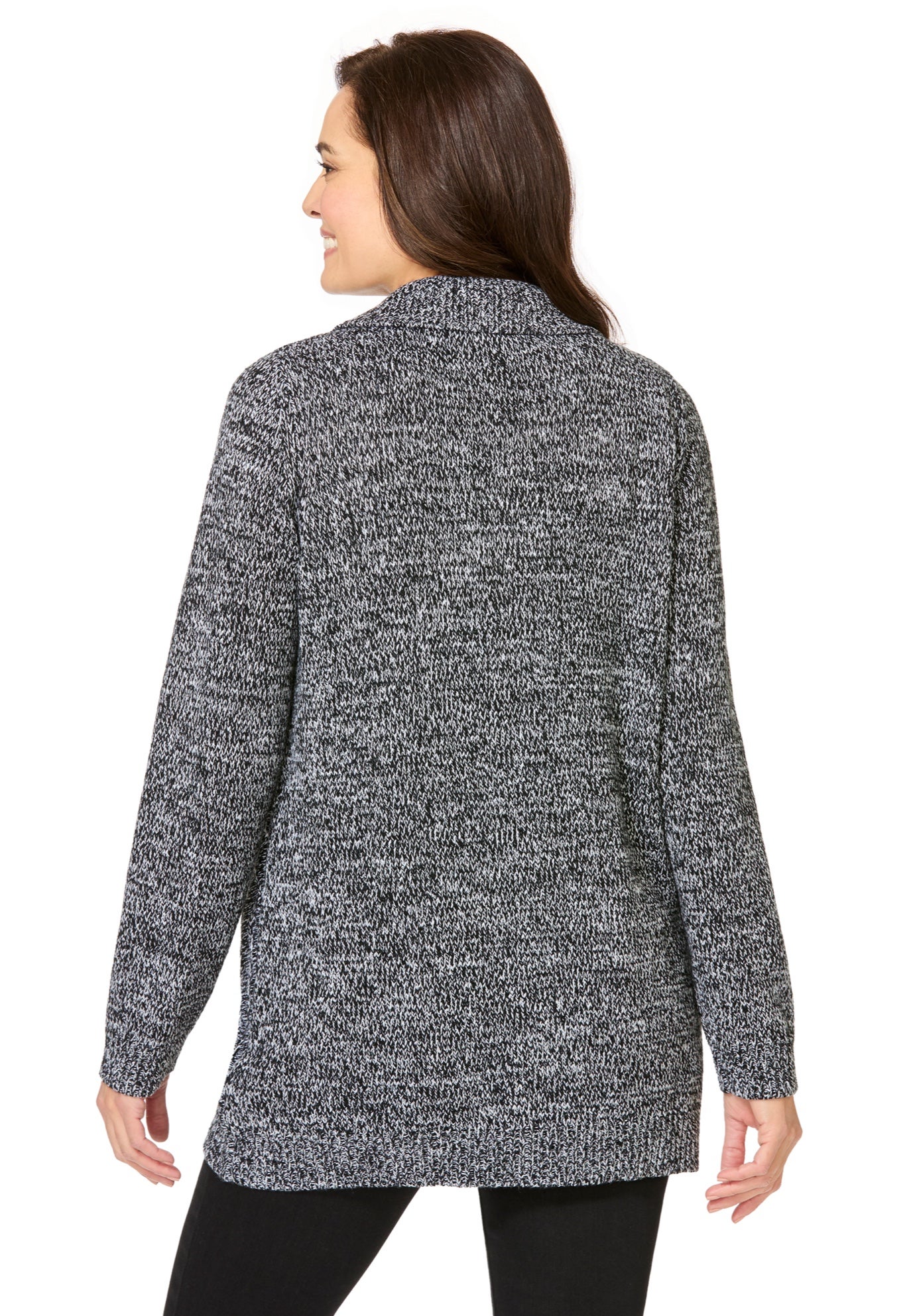 Marled Zip-Front Cable Knit Cardigan image number 1