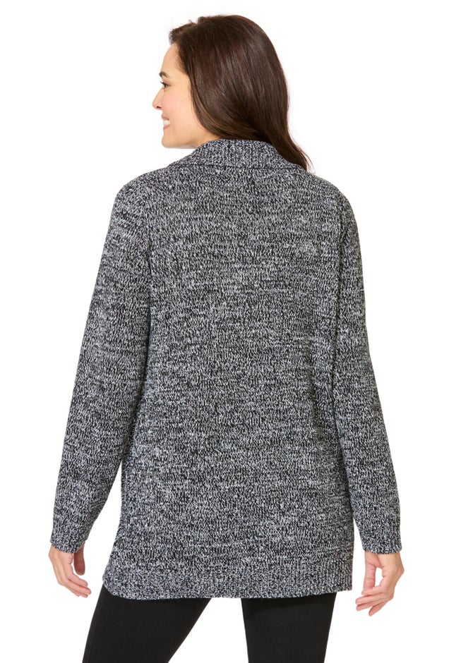 Marled Zip-Front Cable Knit Cardigan image number 1