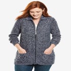 Marled Zip-Front Cable Knit Cardigan image number null