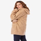 Plus Size Hooded Teddy Fleece Coat image number null