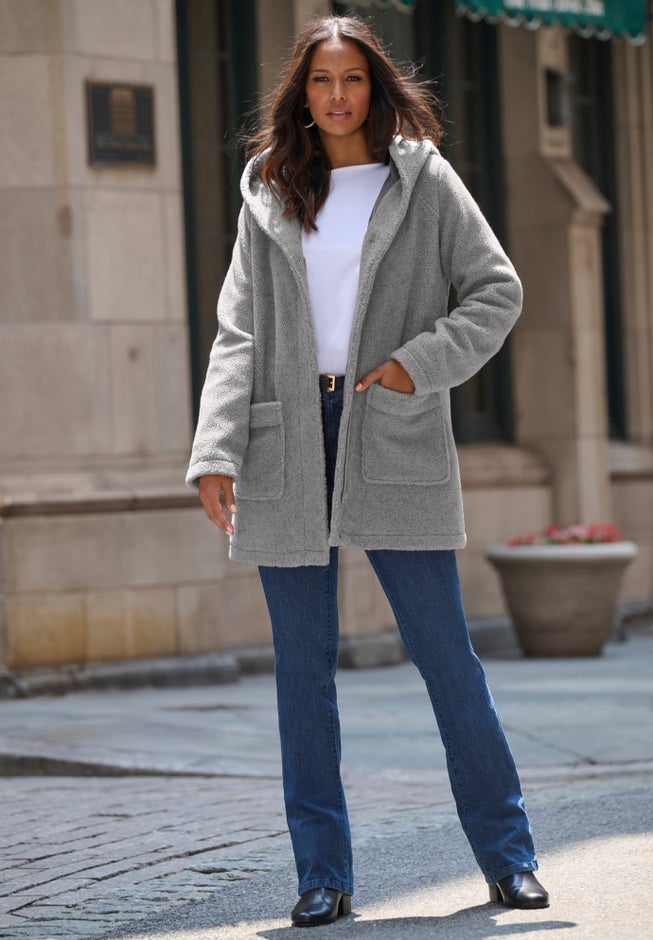 Plus Size Hooded Teddy Fleece Coat image number 0