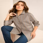 Plus Size Kate Long Sleeve Easy Cotton-Blend Button-Front Shirt image number null