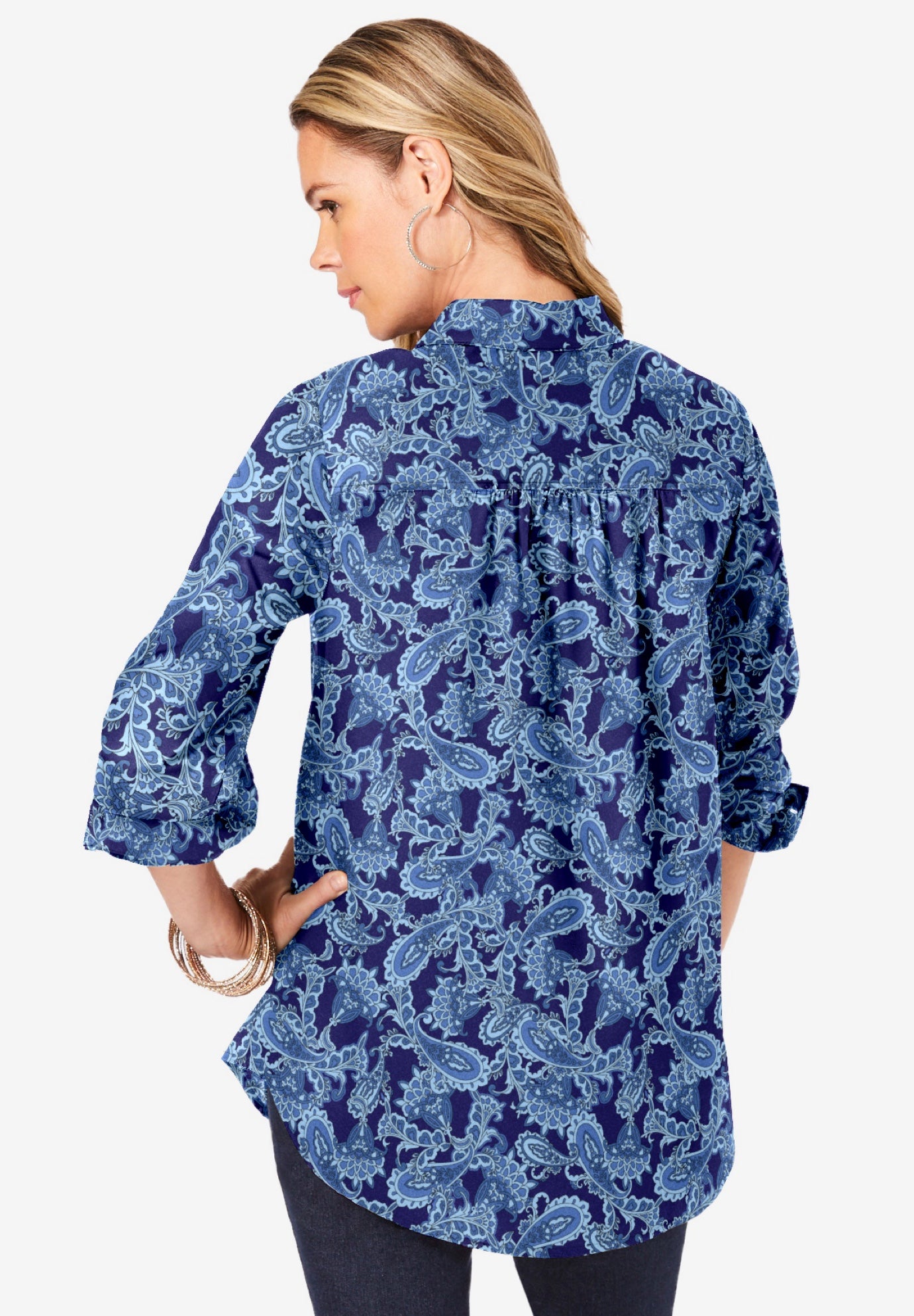 Plus Size Kate Long Sleeve Easy Cotton-Blend Button-Front Shirt image number 1