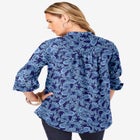 Plus Size Kate Long Sleeve Easy Cotton-Blend Button-Front Shirt image number null