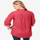 Plus Size Kate Long Sleeve Easy Cotton-Blend Button-Front Shirt image number null