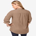 Plus Size Kate Long Sleeve Easy Cotton-Blend Button-Front Shirt image number null