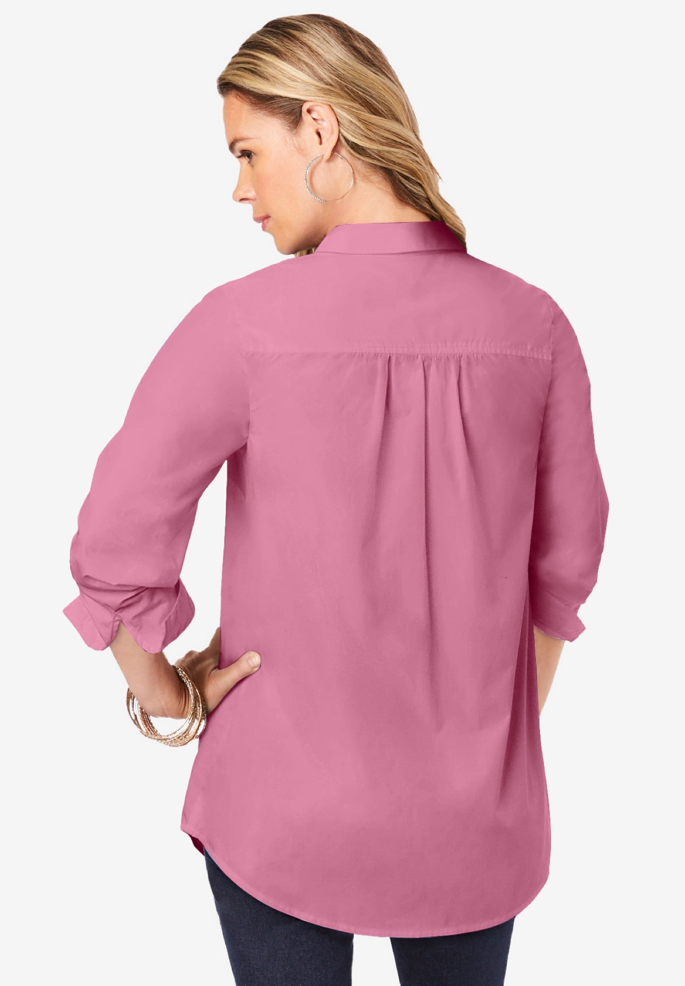 Plus Size Kate Long Sleeve Easy Cotton-Blend Button-Front Shirt image number 1