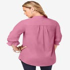 Plus Size Kate Long Sleeve Easy Cotton-Blend Button-Front Shirt image number null