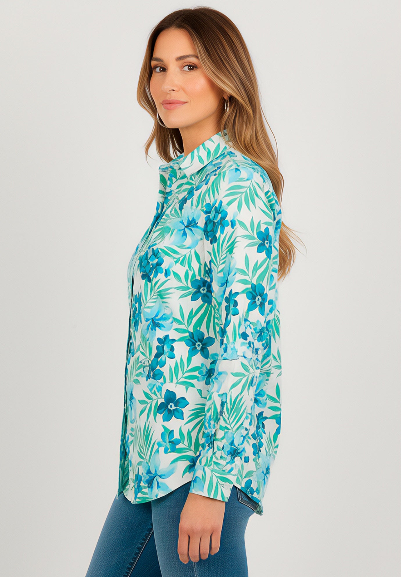 Plus Size Kate Long Sleeve Easy Cotton-Blend Button-Front Shirt image number 2