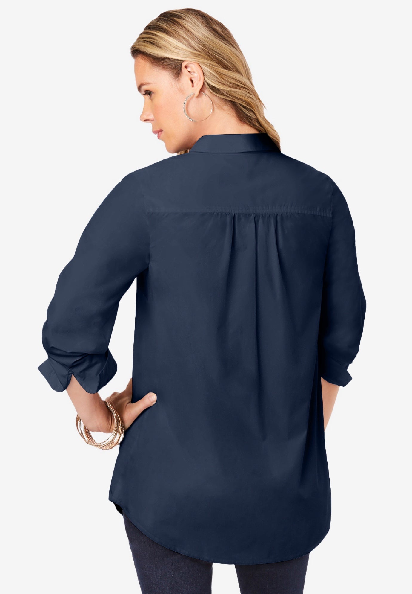 Kate Long-Sleeve Crisp Cotton-Blend Button-Front Shirt image number 1