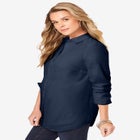 Kate Long-Sleeve Crisp Cotton-Blend Button-Front Shirt image number null