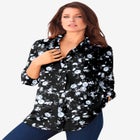 Plus Size Kate Long Sleeve Easy Cotton-Blend Button-Front Shirt image number null