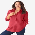 Plus Size Kate Long Sleeve Easy Cotton-Blend Button-Front Shirt image number null