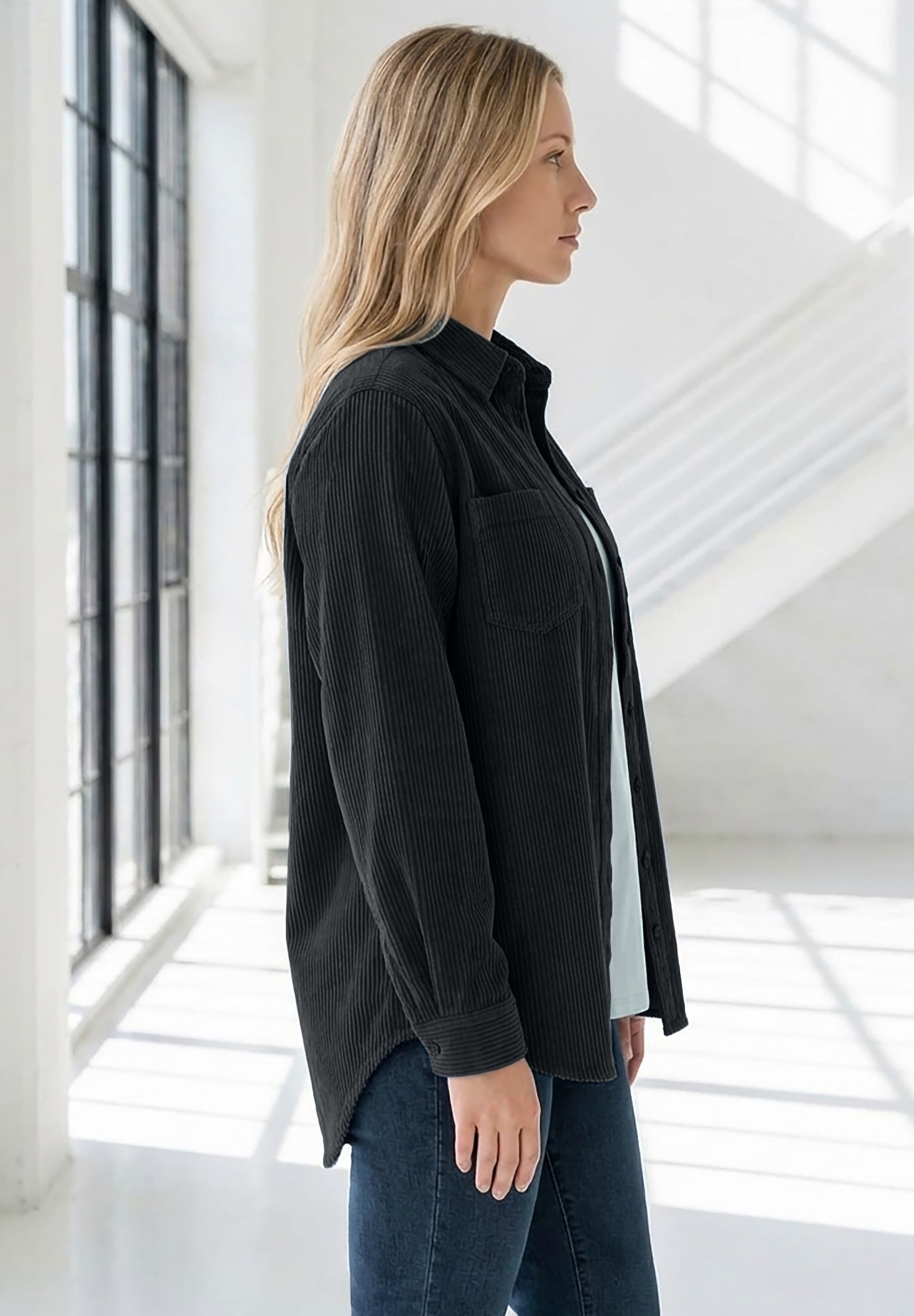 Corduroy Button-Front Shirt image number 2